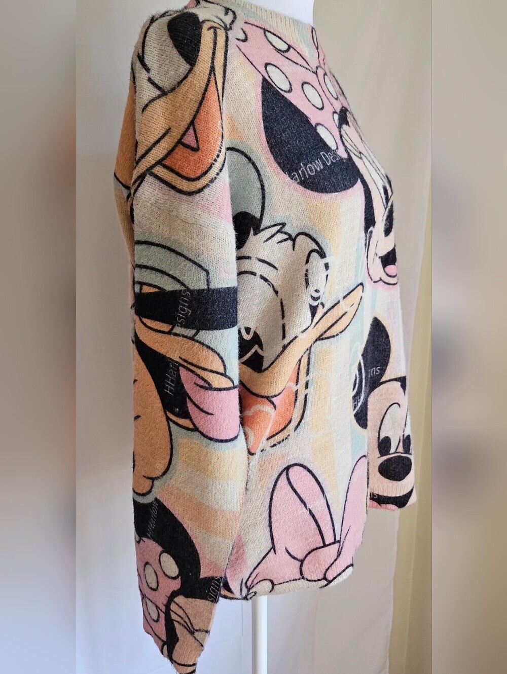 ​Harlow Designs Disney Mickey Minnie Mouse Pastel Knit Sweater Size M EUC - Picture 4 of 9